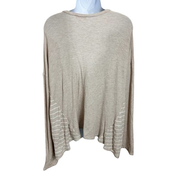 tea n rose Beige Cardigan Sweater Sz Large V-Neck Button Front Waffle Knit Long - Picture 4 of 5